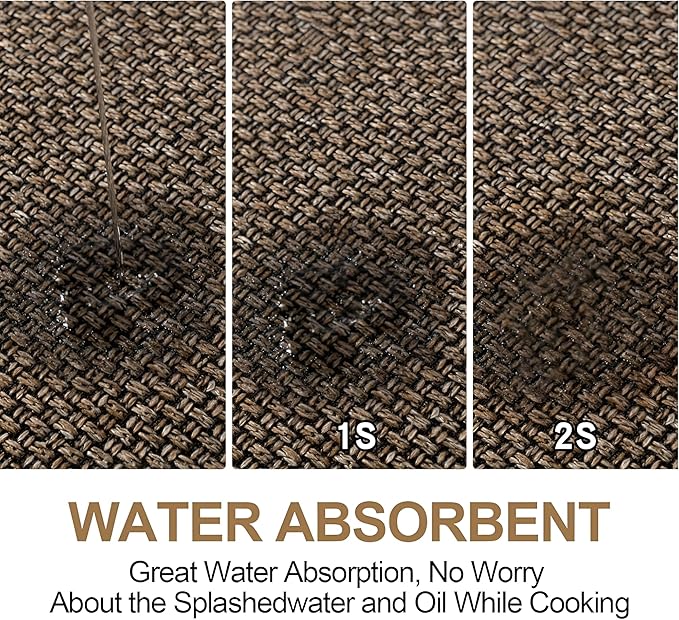 Kitchen Rug Set 2 Piece - Cushioned Anti-Fatigue Mats Brown