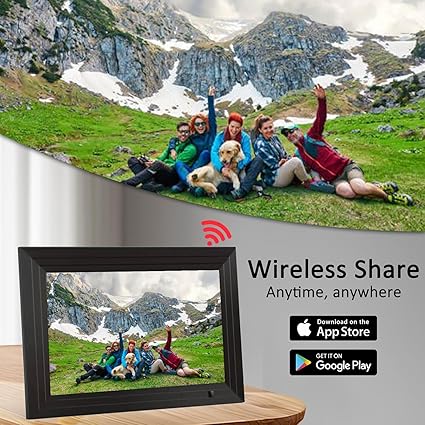 10.1 Inch WiFi Digital Picture Frame, 1280×800 HD Touchscreen with LED Light, 32GB Memory, Auto-Rotate, USB/SD Support, Share Photos & Videos via App – Smart Digital Frame, Xmas & New Year Gift Idea