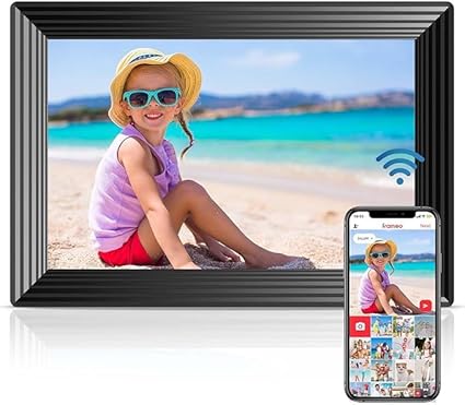 10.1 Inch WiFi Digital Picture Frame, 1280×800 HD Touchscreen with LED Light, 32GB Memory, Auto-Rotate, USB/SD Support, Share Photos & Videos via App – Smart Digital Frame, Xmas & New Year Gift Idea