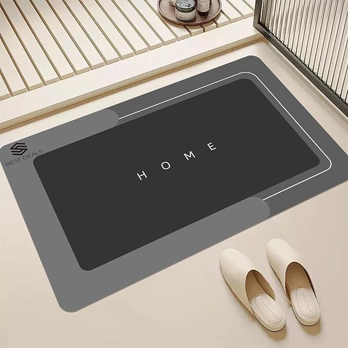 Modernized Bath Mat, Super Absorbent Bathroom Rugs, Non-Slip Bathroom Mats, Washable Bathmat Bath Rug - Shower Rug Rubber Bath Mats, The Magic Mat for Bathtub and Floor Mat (Dark Grey, 43x68cm)