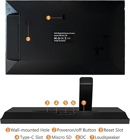 10.1 Inch WiFi Digital Picture Frame, 1280×800 HD Touchscreen with LED Light, 32GB Memory, Auto-Rotate, USB/SD Support, Share Photos & Videos via App – Smart Digital Frame, Xmas & New Year Gift Idea