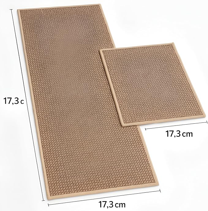Close-up of brown kitchen mat showing cushioned thickness, super absorbent surface, and non-slip rubber backing texture
