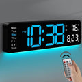 16.5" Large LED Digital Wall Clock with RGB Backlight & Auto Brightness