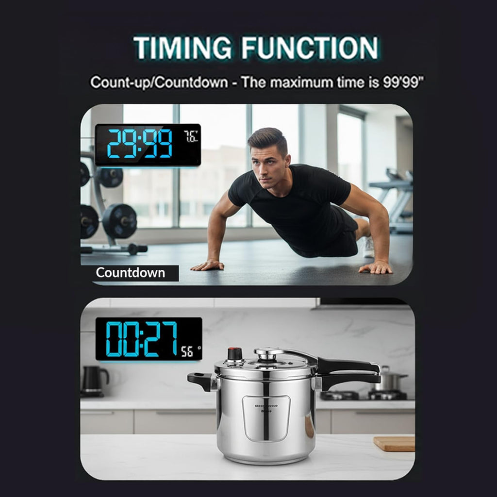 16.5" Large LED Digital Wall Clock with RGB Backlight & Auto Brightness