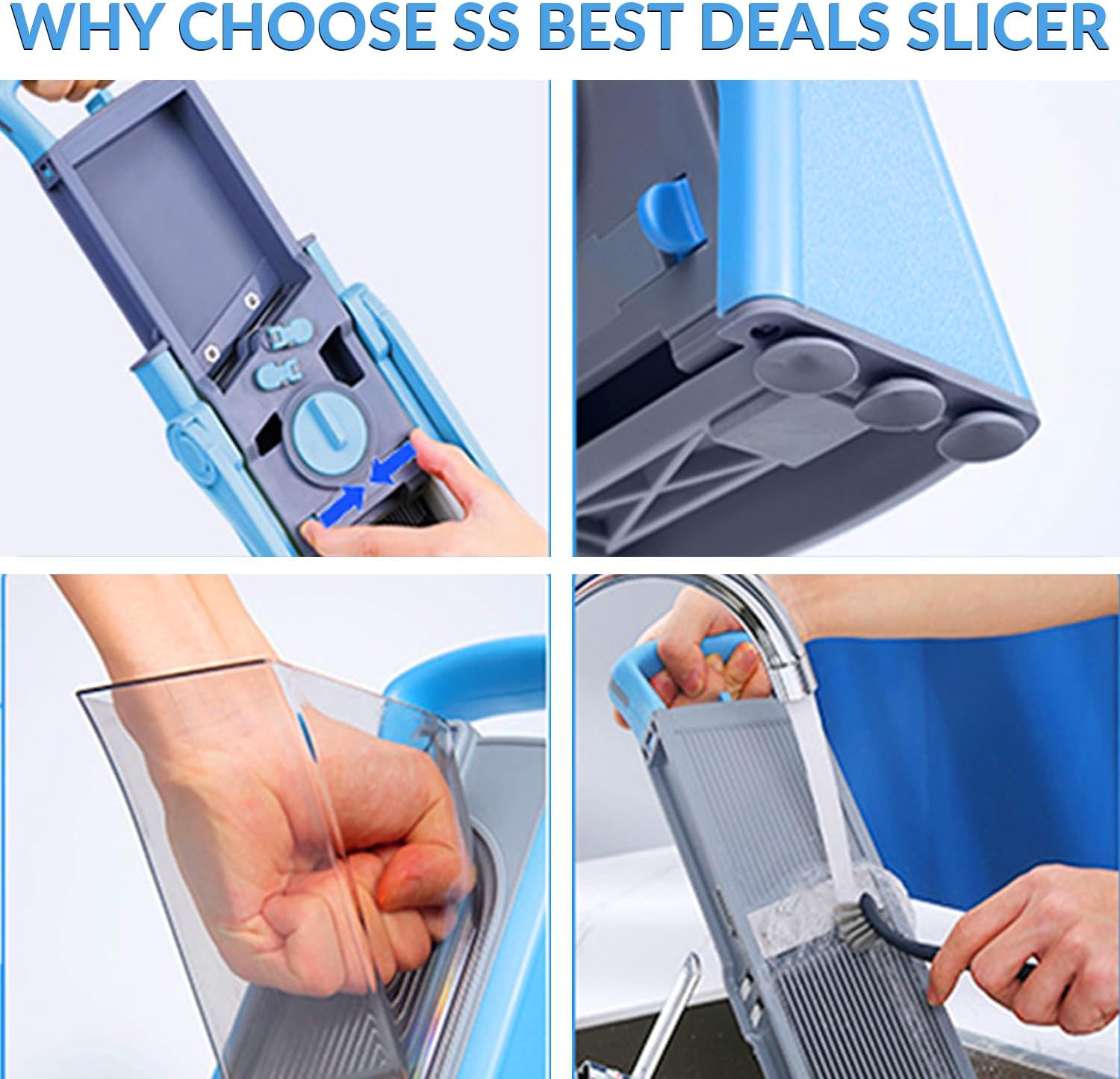 SS BEST DEALS 5-in-1 Safe Mandoline Slicer – Adjustable Vegetable Chopper & French Fry Cutter