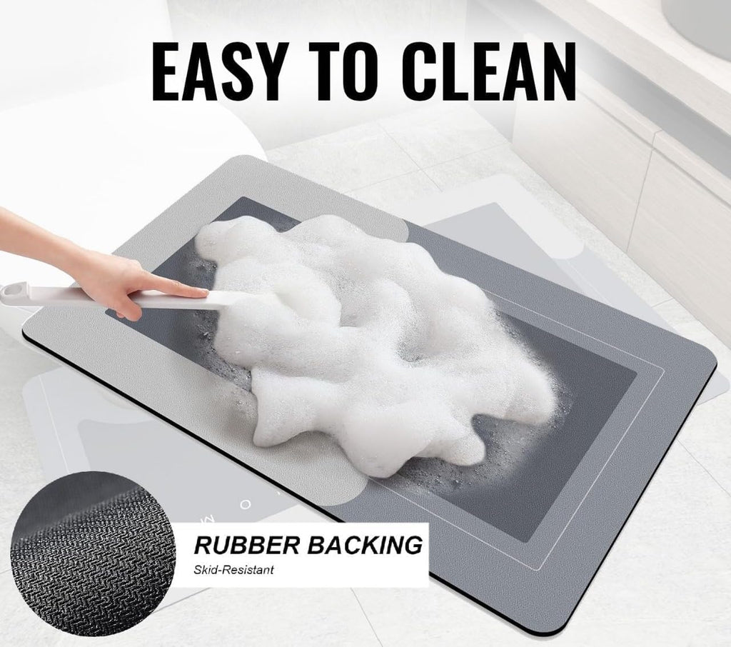 SS BEST DEALS Modernized Magic Mat – Super Absorbent, Non-Slip Bathroom Rug, Machine Washable (Light Grey, 18.5" x 30.5")