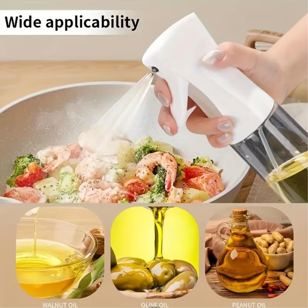 SS BEST DEALS Oil Sprayer for Cooking – 200ml Glass Oil Spray Bottle with Brush, Portion Control Oil Dispenser, Refillable Kitchen Mister for Air Fryer, Salad, BBQ & Grilling (White)