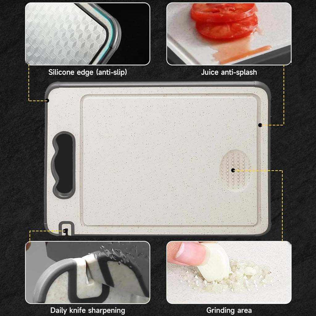 SS BEST DEALS Stainless Steel Cutting Board Double Sided – 304 Food-Grade 14.5"x9.7" Chopping Board with Juice Groove, Non-Slip Silicone Wrap, Scratch-Resistant Mesh – for Meat, Vegetables, Dishwasher Safe