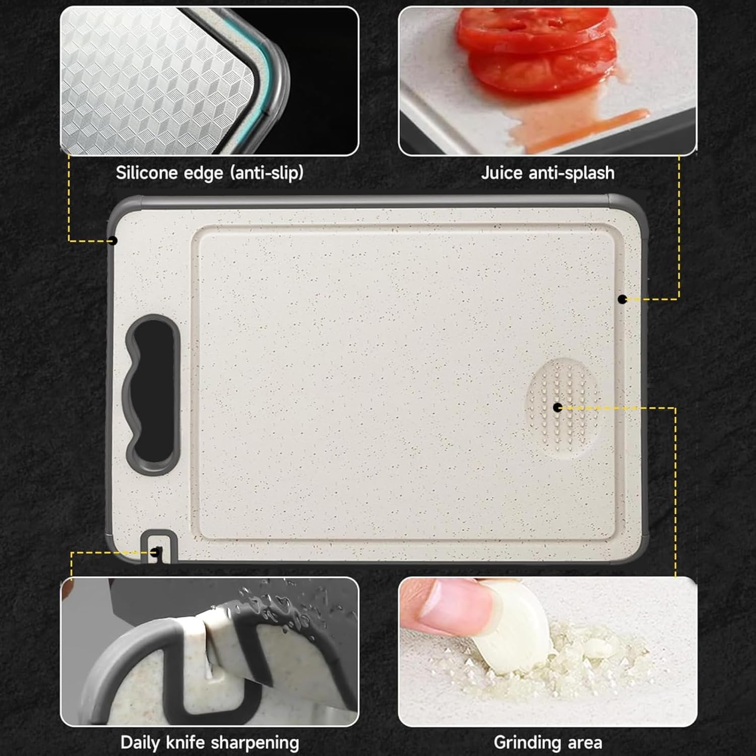 SS BEST DEALS Stainless Steel Cutting Board Double Sided – 304 Food-Grade 14.5"x9.7" Chopping Board with Juice Groove, Non-Slip Silicone Wrap, Scratch-Resistant Mesh – for Meat, Vegetables, Dishwasher Safe