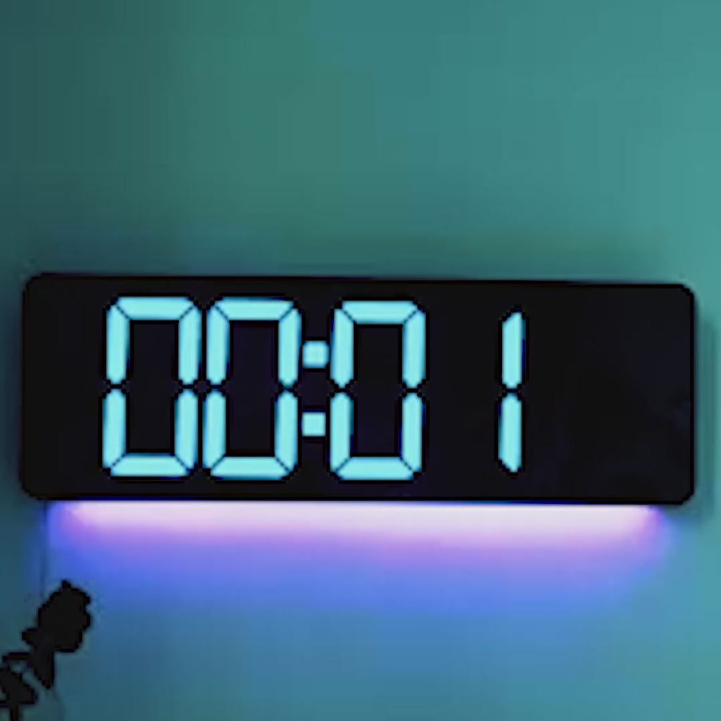 16.5" Large LED Digital Wall Clock with RGB Backlight & Auto Brightness